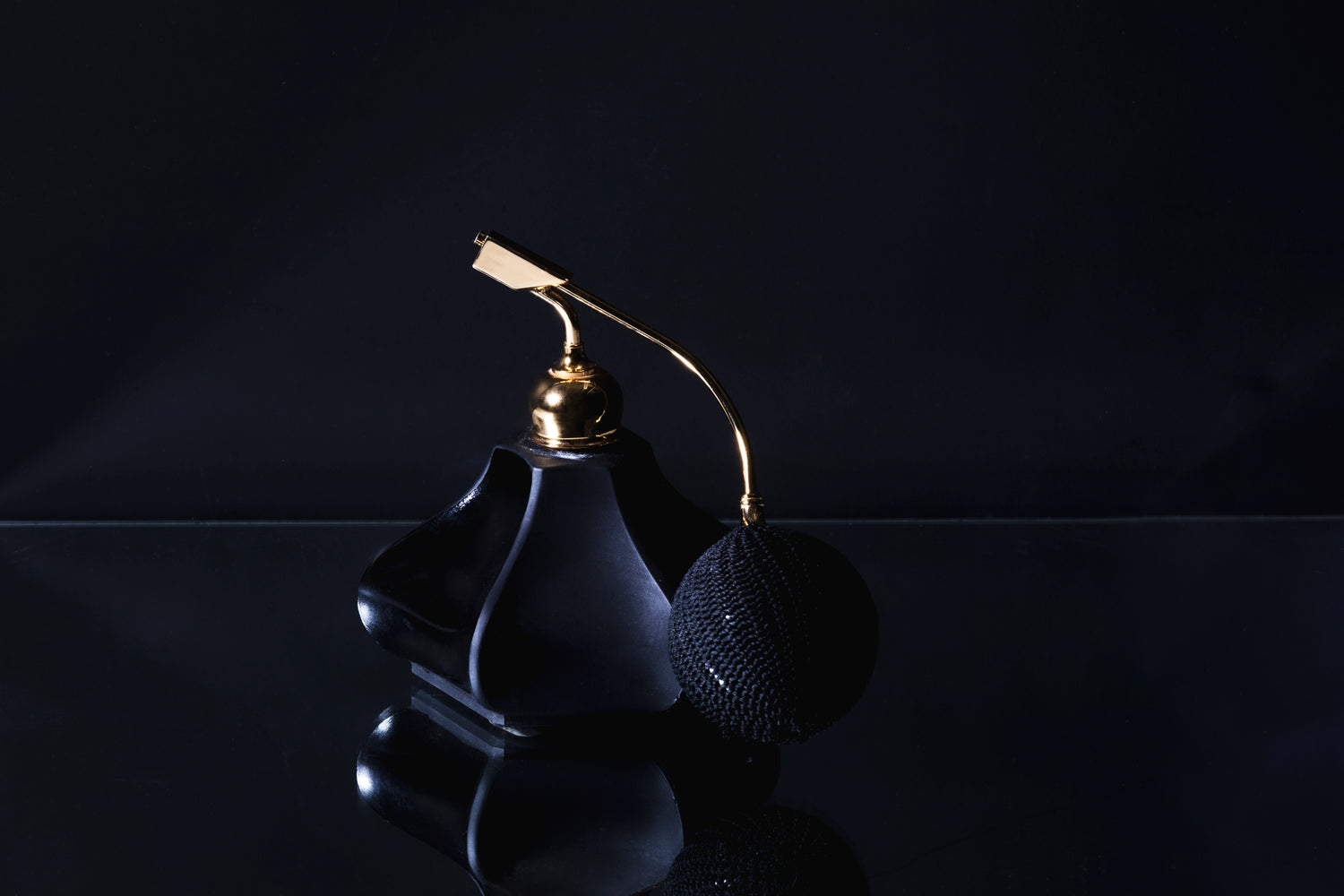 Dramatic Black Glass Perfume Bottle
